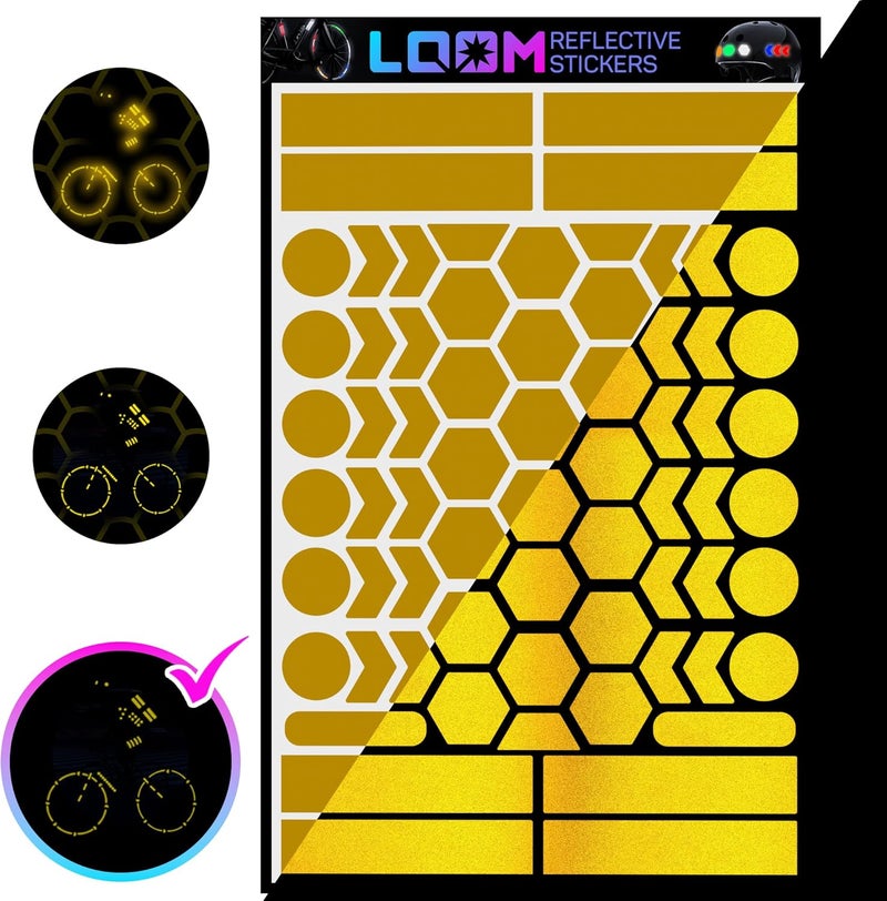 Loom Reflective Stickers | 67pc Engineer YLW | Reflective Stickers for Helmet, Bike, Motorcycle, Hard Hat | Waterproof Reflectors for Car, Trailer | Bike Reflectors for Night Riding - Image 1